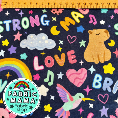 Positivity - premium cotton lycra jersey kids stretch fabric