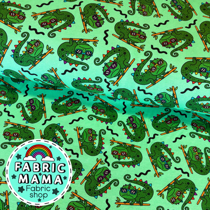 Indy the chameleon - premium cotton lycra jersey kids stretch fabric