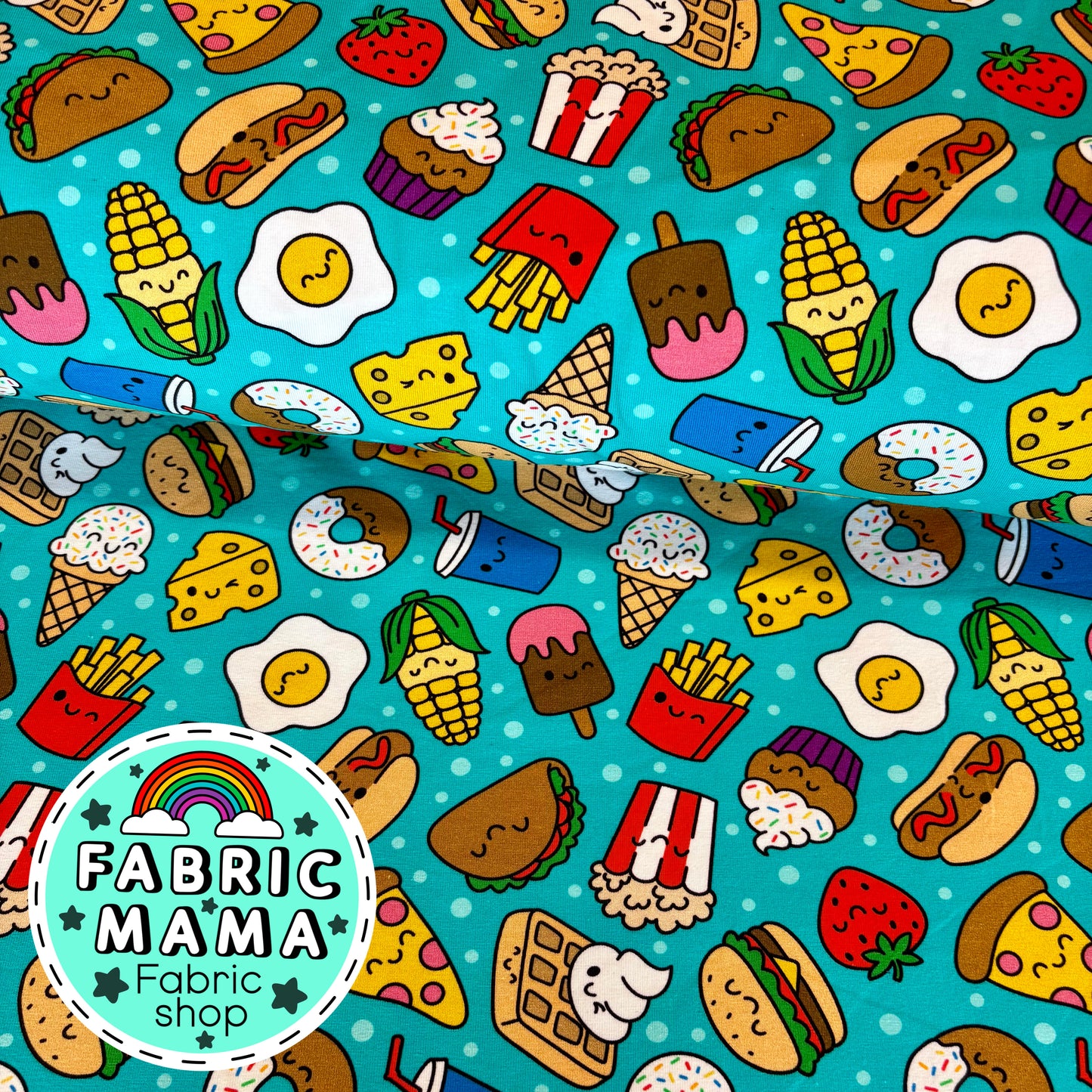 Fun foodies - premium cotton lycra jersey kids stretch fabric
