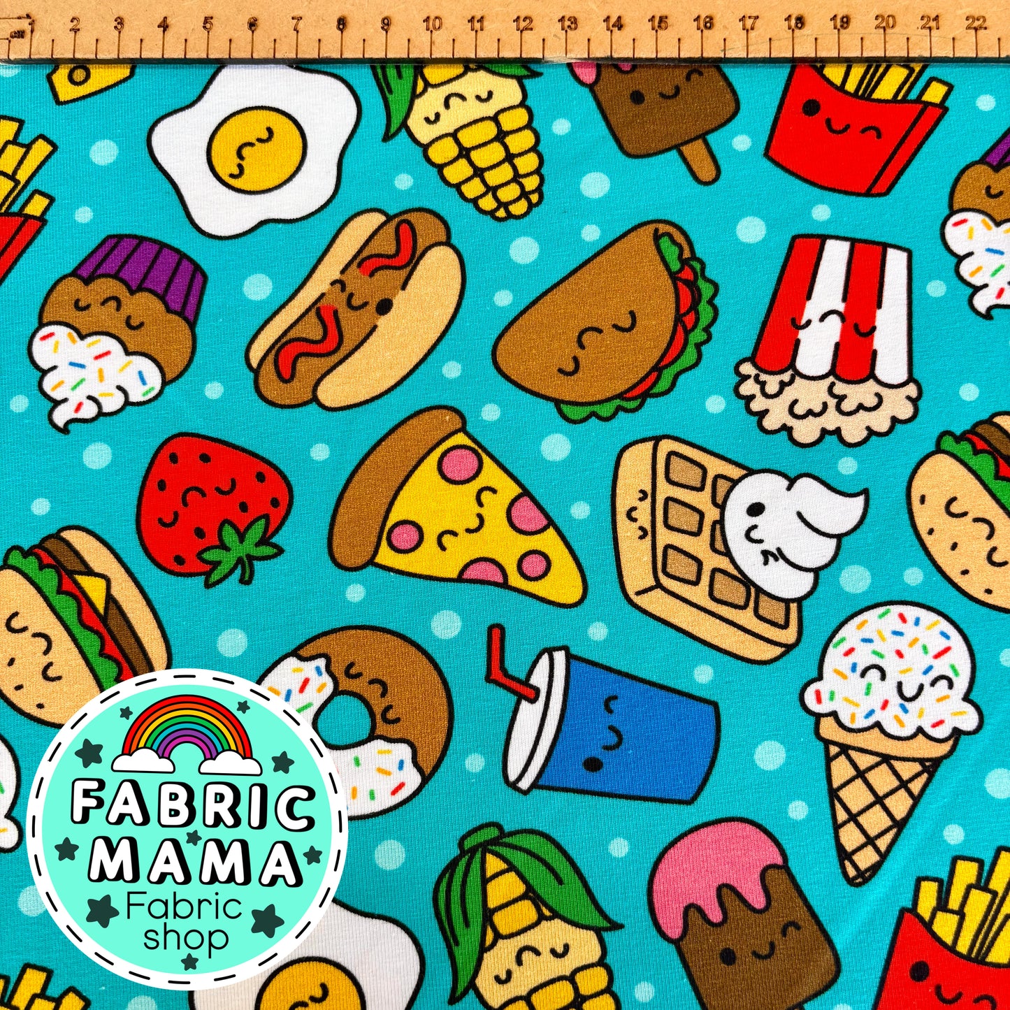 Fun foodies - premium cotton lycra jersey kids stretch fabric
