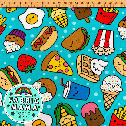 Fun foodies - premium cotton lycra jersey kids stretch fabric