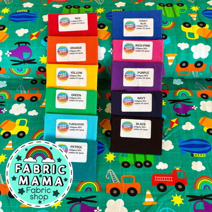 Transport - premium cotton lycra jersey kids stretch fabric