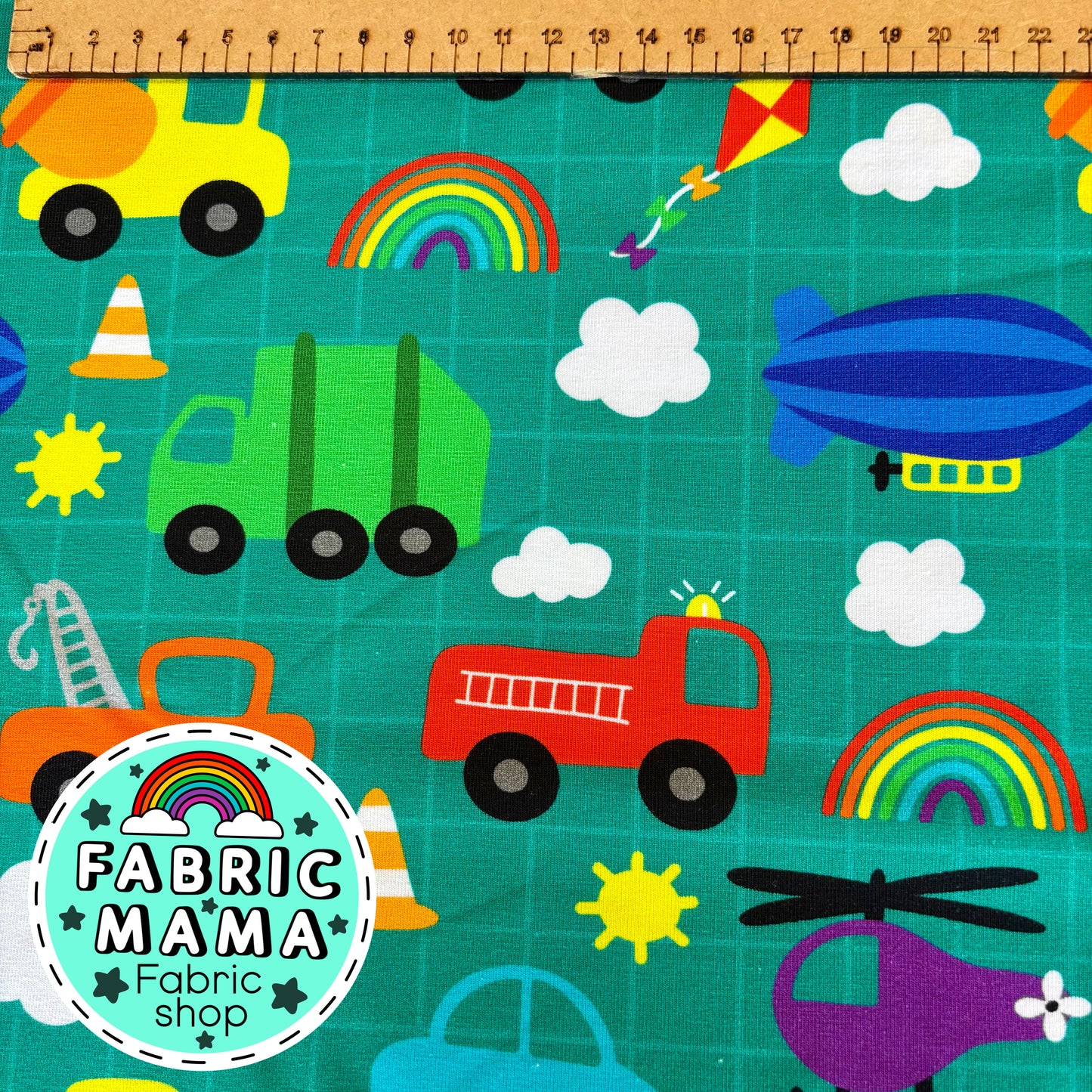 Transport - premium cotton lycra jersey kids stretch fabric