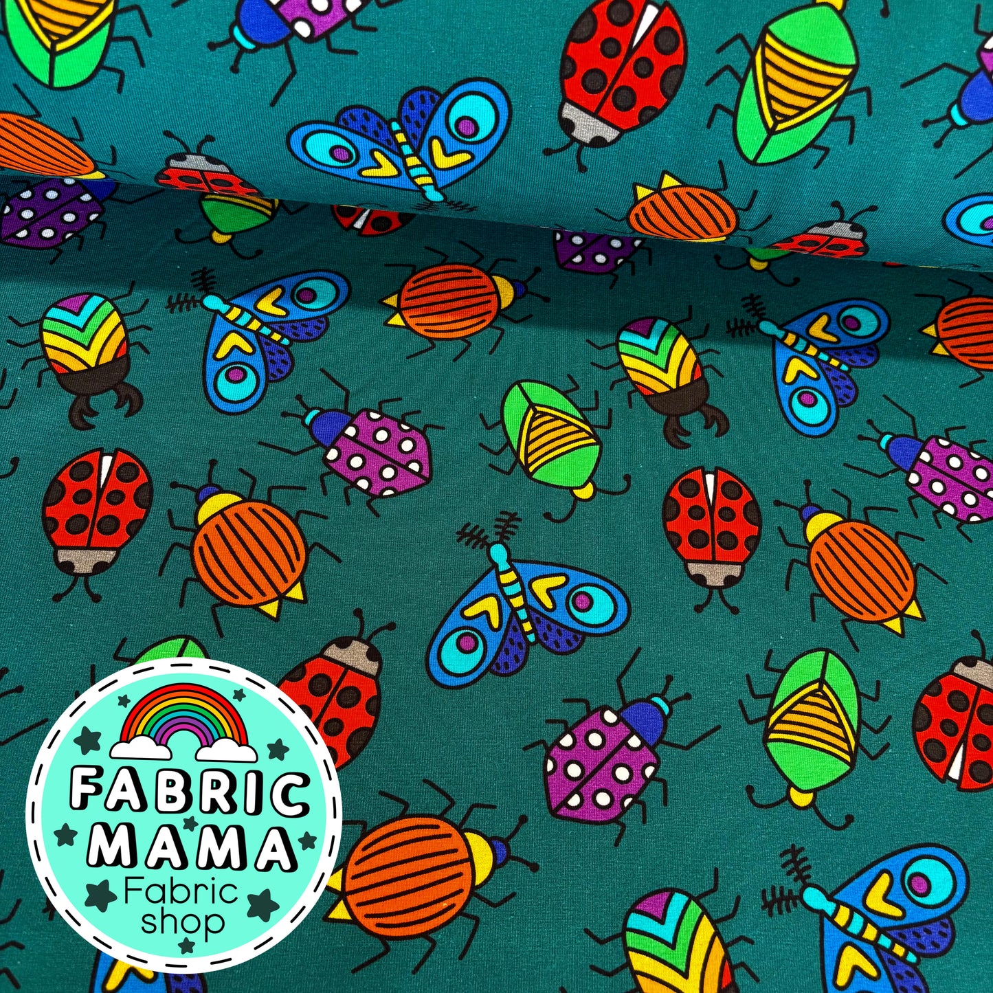 Jewel bugs - premium cotton lycra jersey kids stretch fabric