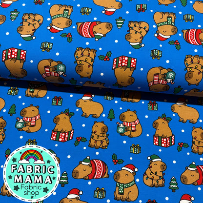 Cosy Capybaras - Extra Wide Brushed Back French Terry Fabric – Kids Stretch Fabric UK