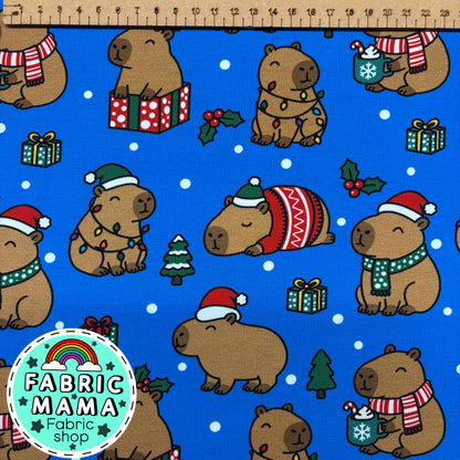 Cosy Capybaras - Extra Wide Brushed Back French Terry Fabric – Kids Stretch Fabric UK
