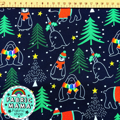 Arctic friends - Premium Cotton Lycra Jersey Fabric – Kids Stretch Fabric UK