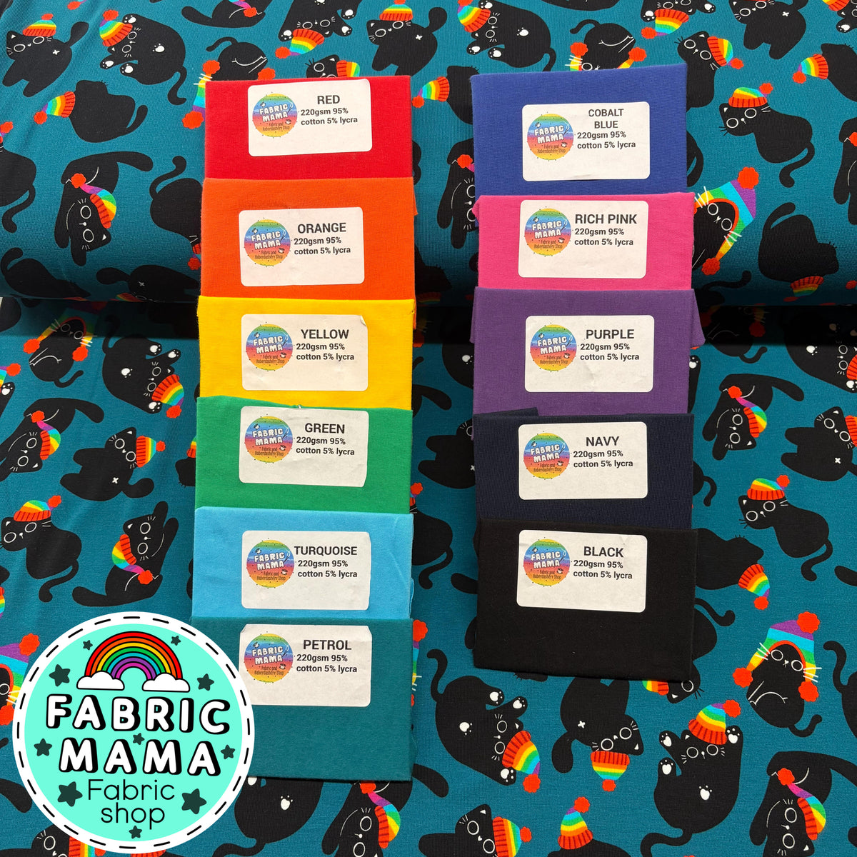 Bobble Cats  - Premium Cotton Lycra Jersey Fabric – Kids Stretch Fabric UK