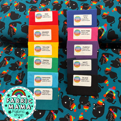 Bobble Cats  - Premium Cotton Lycra Jersey Fabric – Kids Stretch Fabric UK