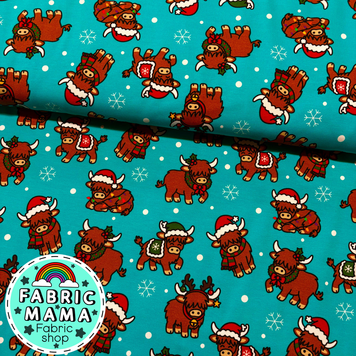 Christmas Coos - Extra Wide Brushed Back French Terry Fabric – Kids Stretch Fabric UK