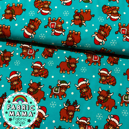 Christmas Coos -220gsm Premium Cotton Lycra Jersey Fabric – Kids Stretch Fabric UK