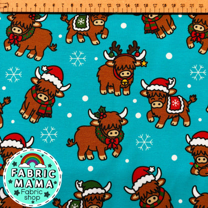 Christmas Coos -220gsm Premium Cotton Lycra Jersey Fabric – Kids Stretch Fabric UK