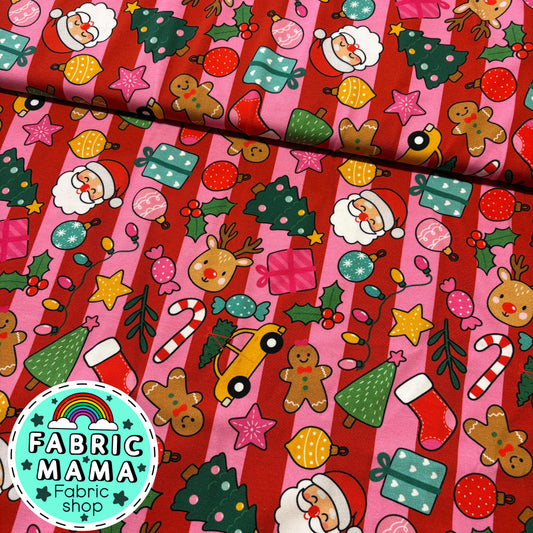 Christmas Chaos  - Premium Cotton Lycra Jersey Fabric – Kids Stretch Fabric UK