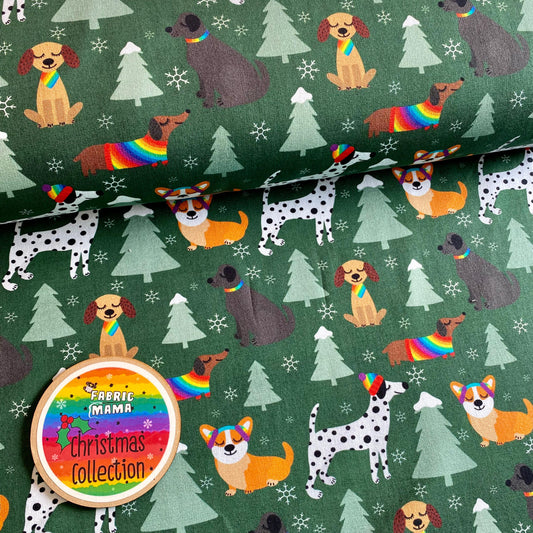 Winter Walkies -220gsm Premium Cotton Lycra Jersey Fabric – Kids Stretch Fabric UK