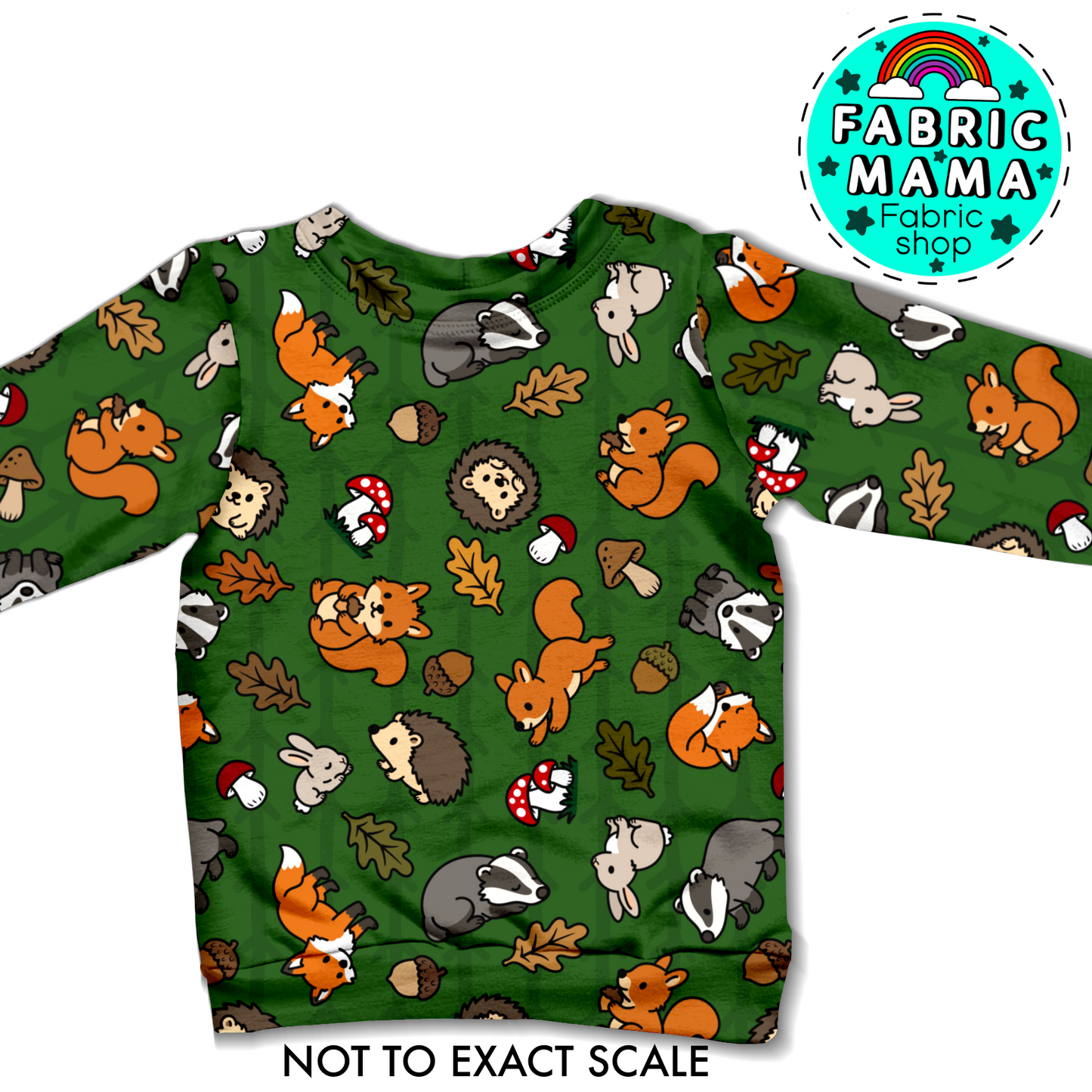 PREORDER Forest Critters- Brushed Back French Terry Fabric – Kids Stretch Fabric UK