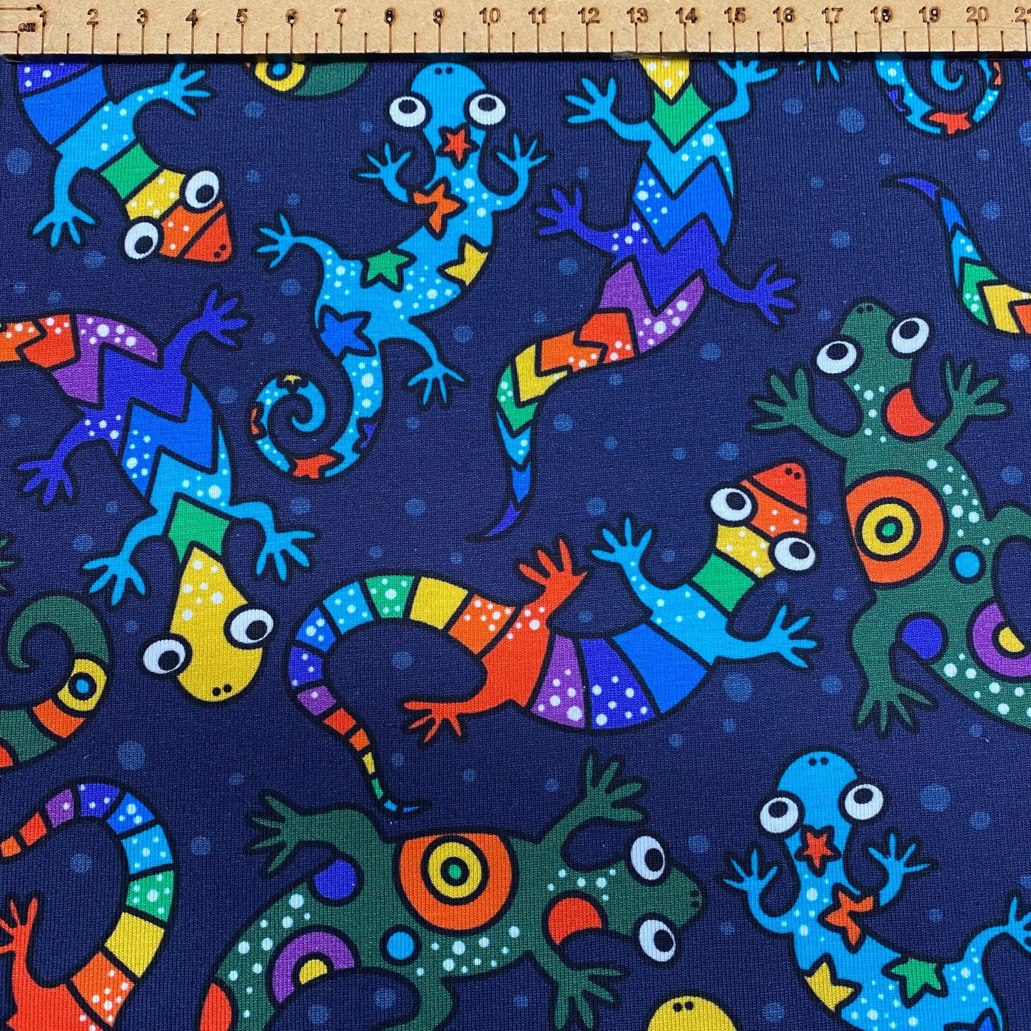 Rainbow lizards - Premium cotton lycra jersey kids stretch fabric