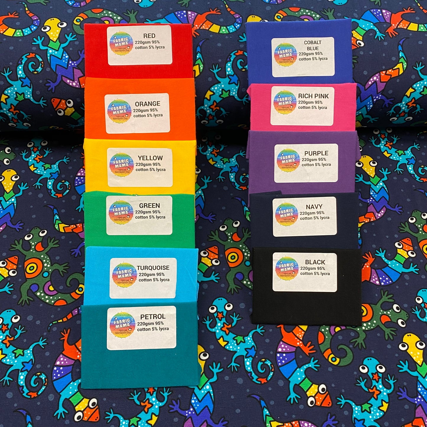 Rainbow lizards - Premium cotton lycra jersey kids stretch fabric
