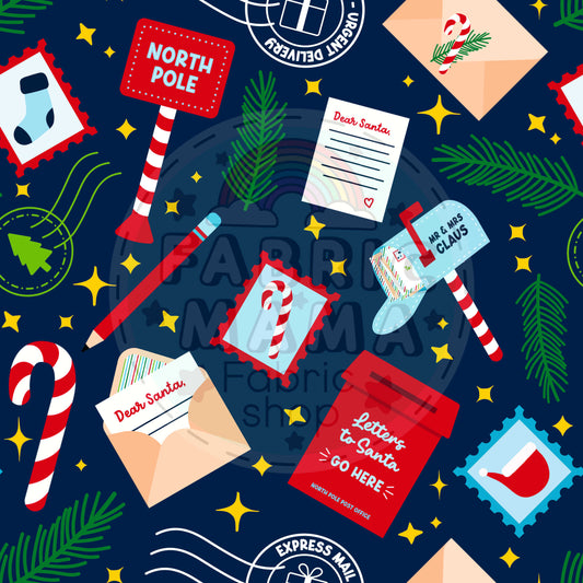 PREORDER Letters to Santa  - Premium Cotton Lycra Jersey Fabric – Kids Stretch Fabric UK