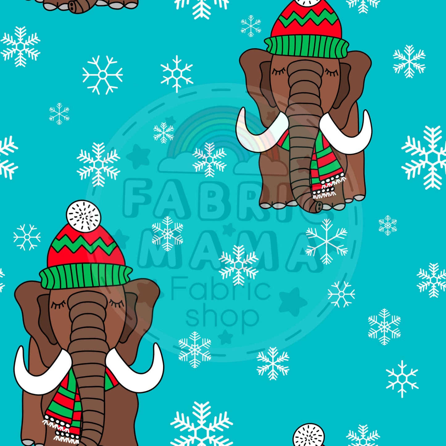 PREORDER Mammoths - Brushed Back French Terry Fabric – Kids Stretch Fabric UK