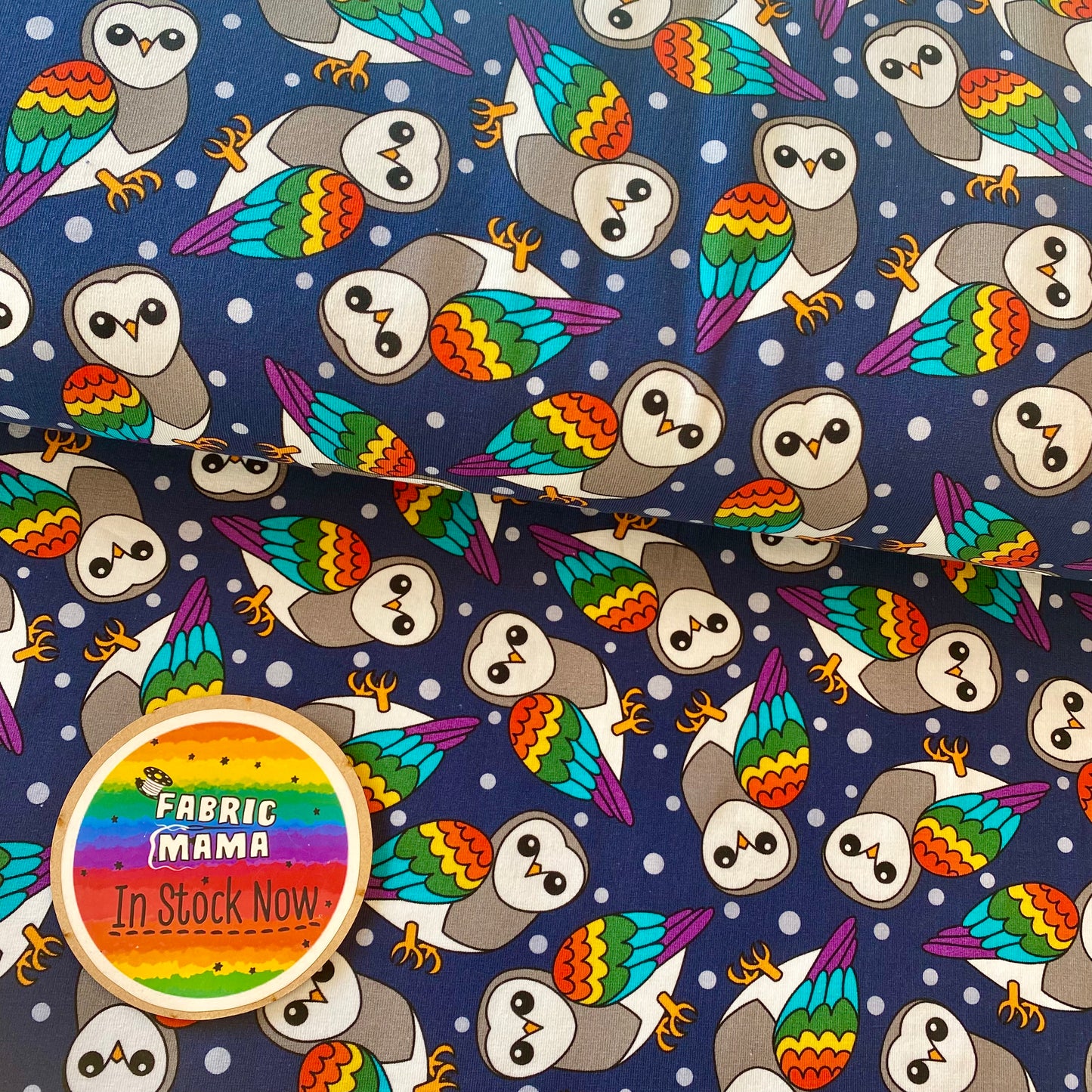 PREORDER Night Owls  - Brushed Back French Terry Fabric – Kids Stretch Fabric UK