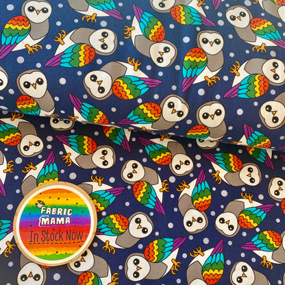 PREORDER Night Owls  - Brushed Back French Terry Fabric – Kids Stretch Fabric UK