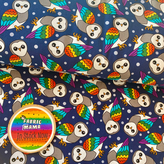 PREORDER Night Owls  - Brushed Back French Terry Fabric – Kids Stretch Fabric UK