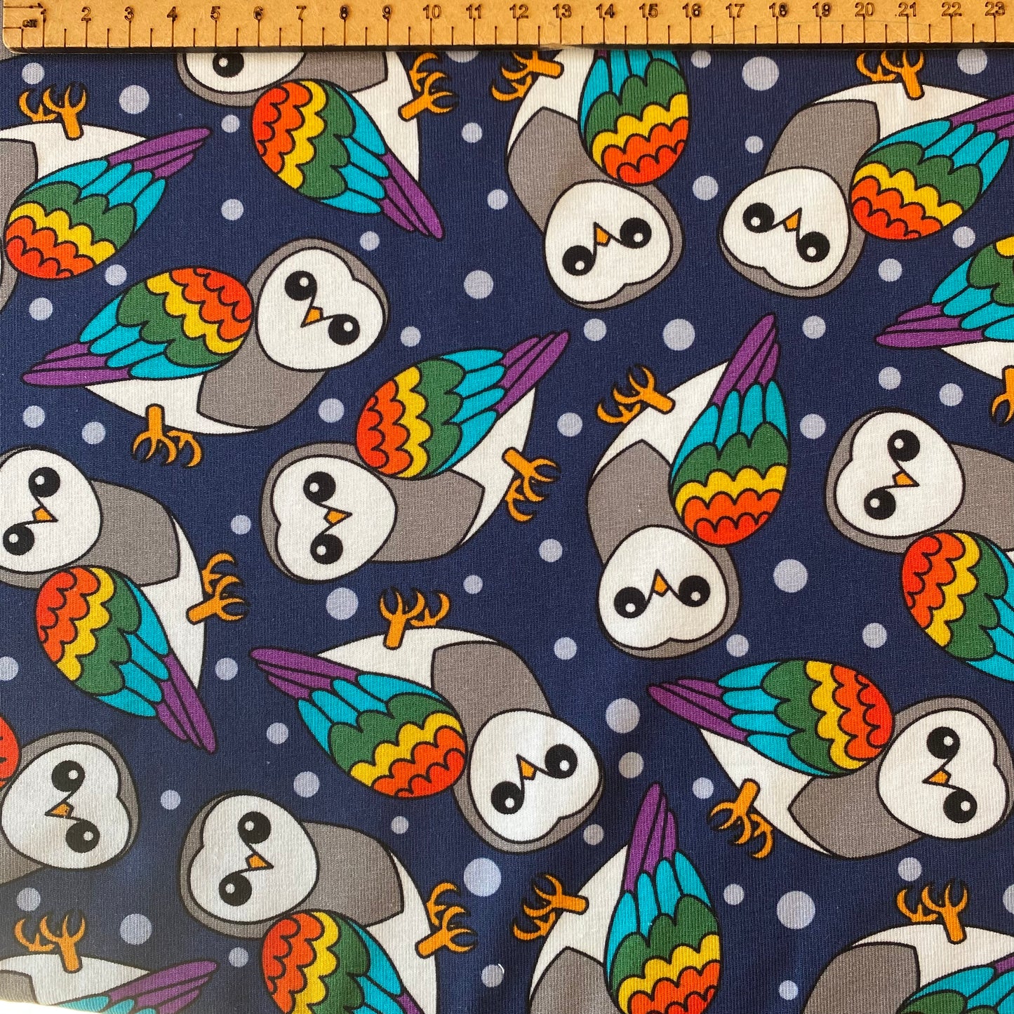 PREORDER Night Owls  - Brushed Back French Terry Fabric – Kids Stretch Fabric UK