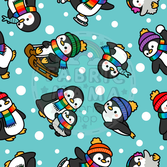 PREORDER Penguin playtime  - Premium Cotton Lycra Jersey Fabric – Kids Stretch Fabric UK