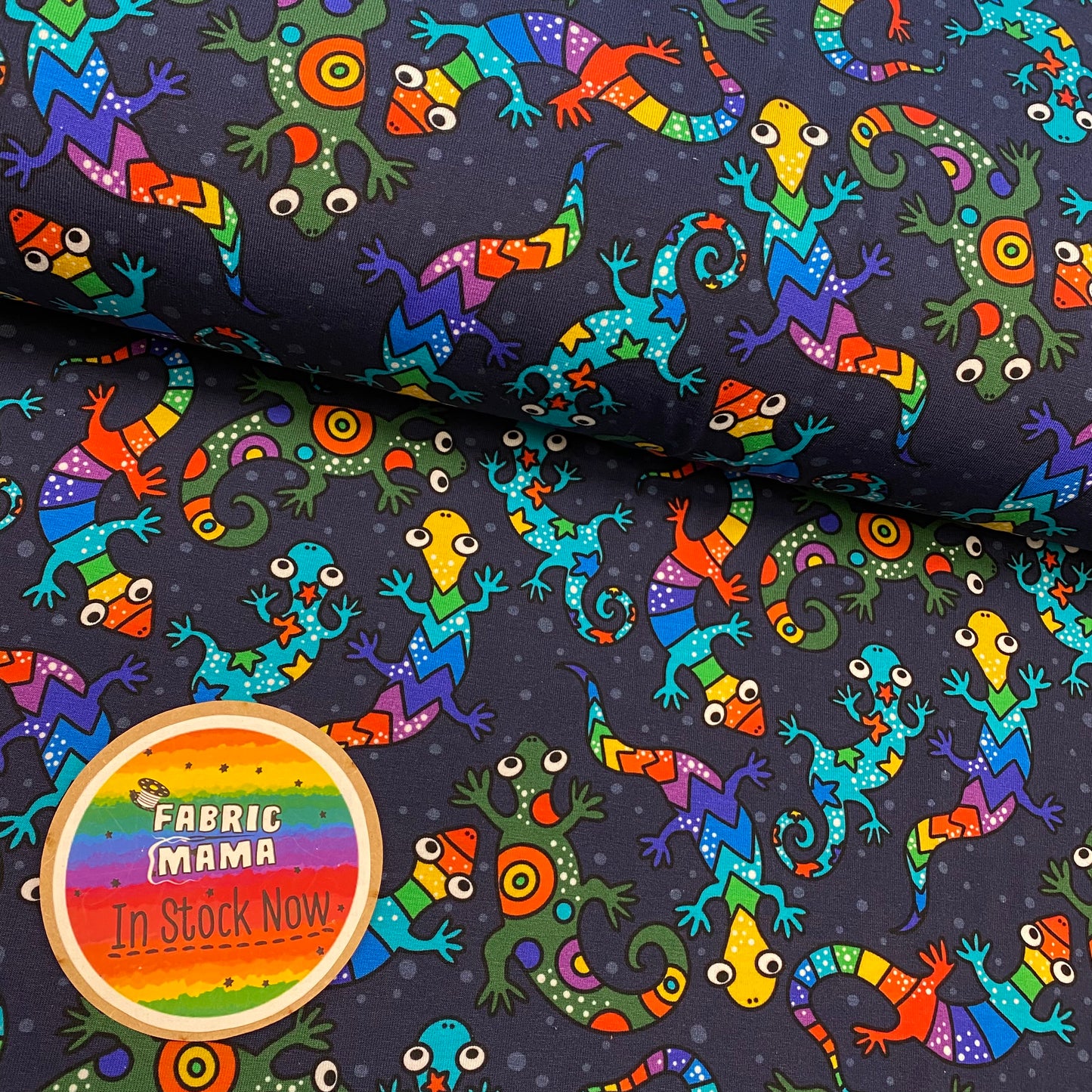 Rainbow lizards - Premium cotton lycra jersey kids stretch fabric