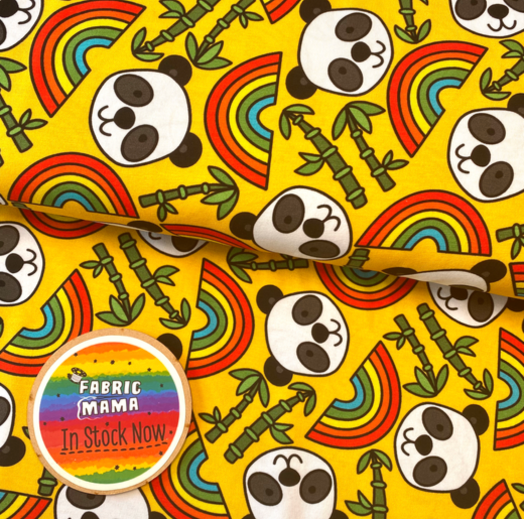 Bamboozled Pandas -220gsm Premium Cotton Lycra Jersey Fabric – Kids Stretch Fabric UK