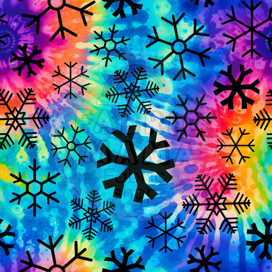 PREORDER Tie dye snowflakes  - Premium Cotton Lycra Jersey Fabric – Kids Stretch Fabric UK