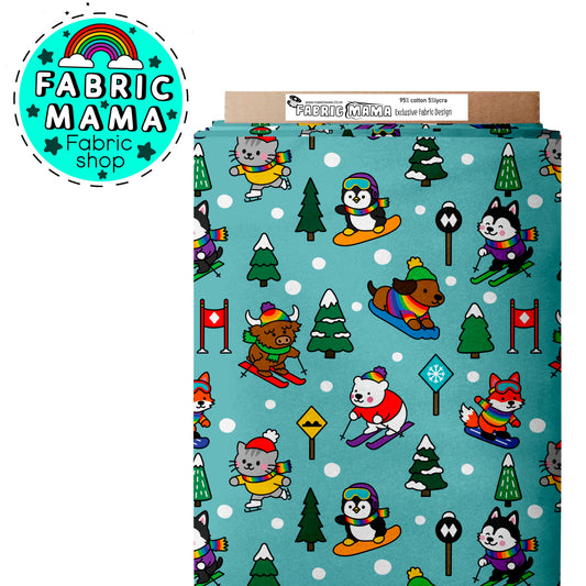 PREORDER Ski Buddies - Premium Cotton Lycra Jersey Fabric – Kids Stretch Fabric UK
