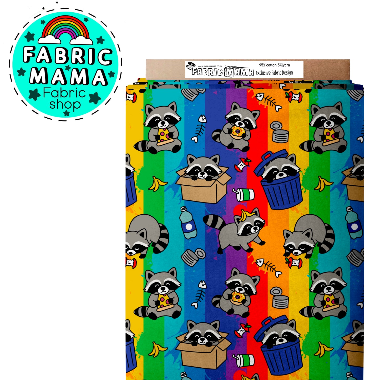 PREORDER  Trash Pandas - Premium Cotton Lycra Jersey Fabric – Kids Stretch Fabric UK