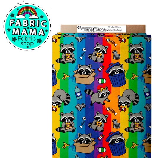 PREORDER  Trash Pandas - Premium Cotton Lycra Jersey Fabric – Kids Stretch Fabric UK