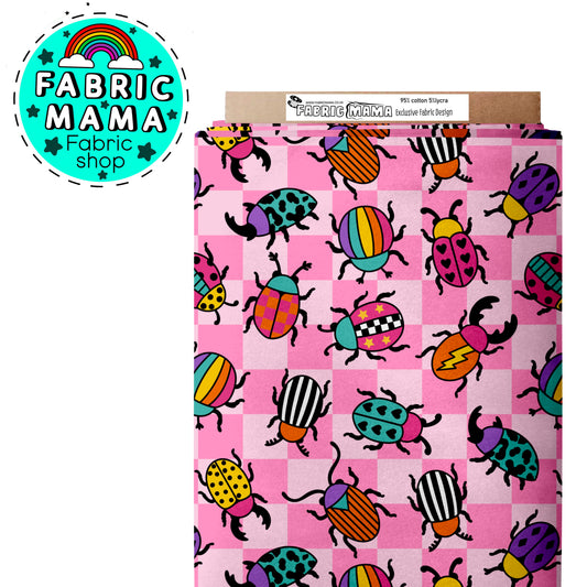PREORDER Beetle Bugs  - Premium Cotton Lycra Jersey Fabric – Kids Stretch Fabric UK