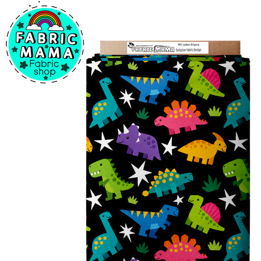 PREORDER Origami Dinos  - Premium Cotton Lycra Jersey Fabric – Kids Stretch Fabric UK