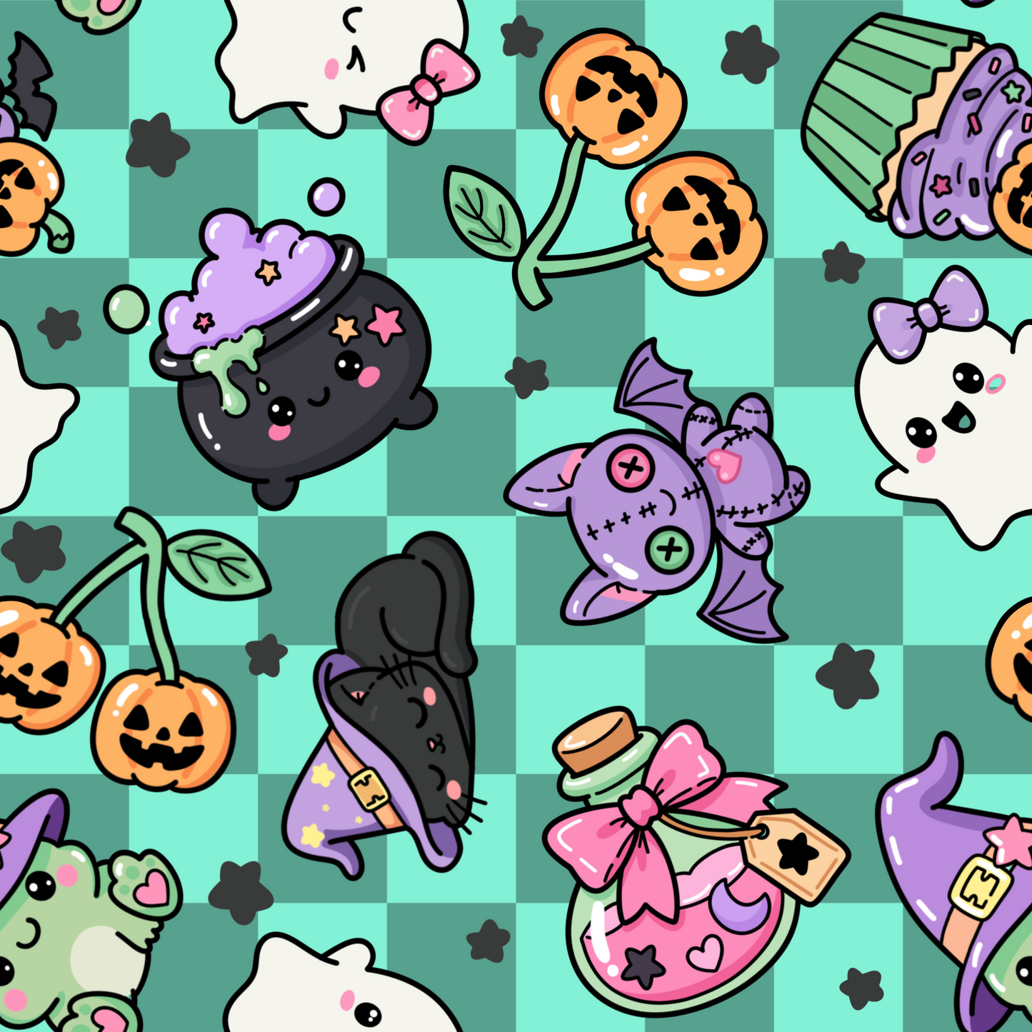 PREORDER Spooky sweethearts - Brushed Back French Terry Fabric – Kids Stretch Fabric UK