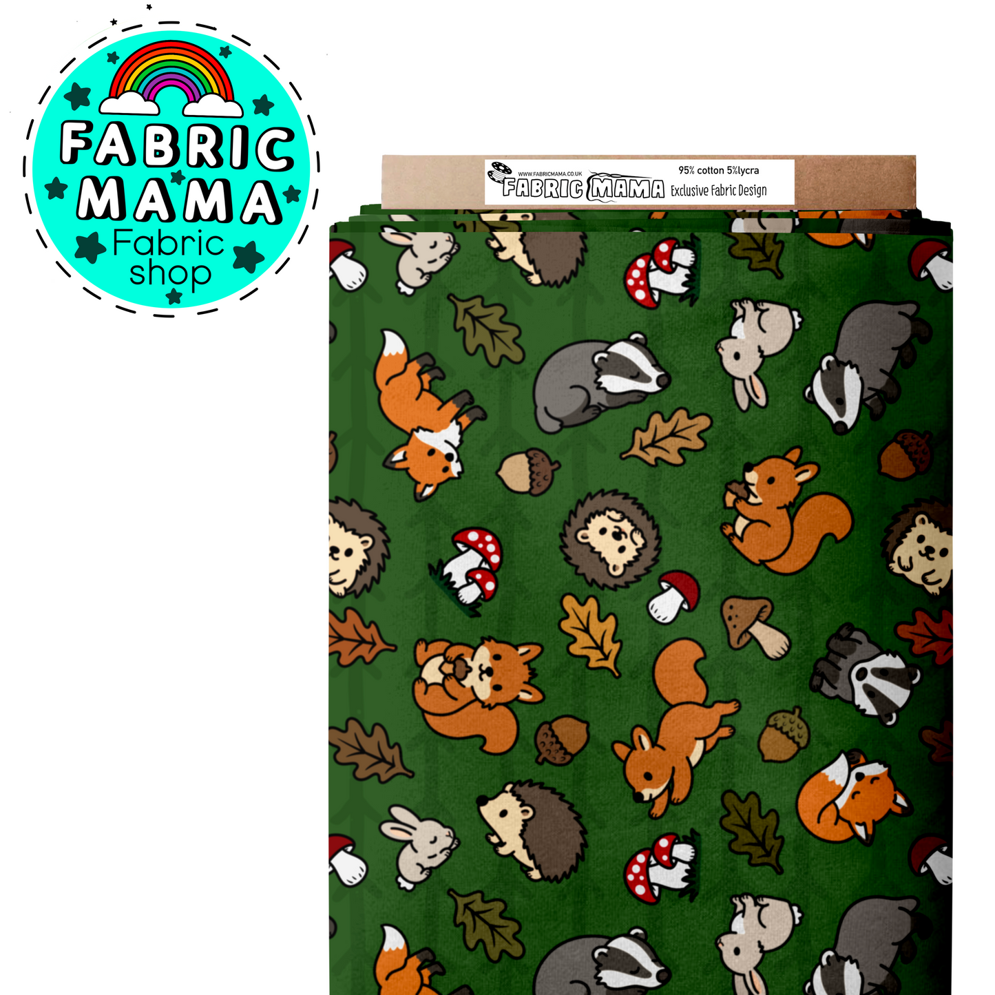 PREORDER Forest Critters- Brushed Back French Terry Fabric – Kids Stretch Fabric UK