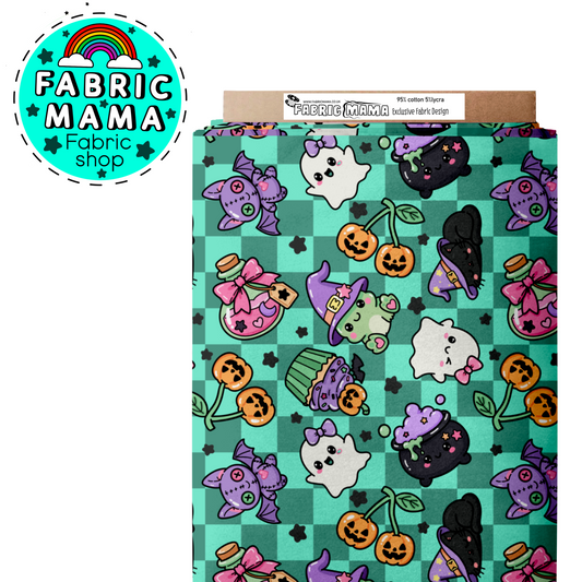 PREORDER Spooky sweethearts - Brushed Back French Terry Fabric – Kids Stretch Fabric UK