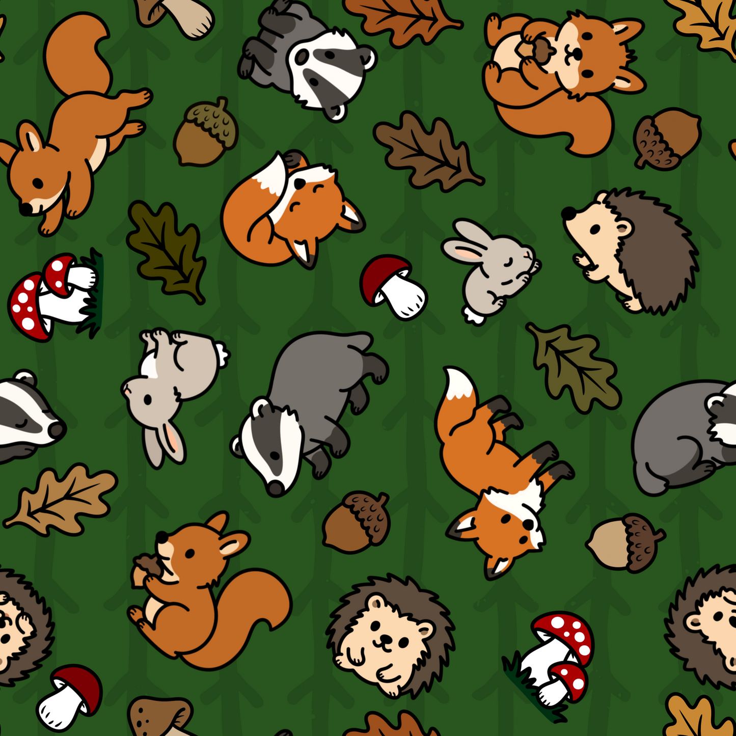 PREORDER Forest Critters- Brushed Back French Terry Fabric – Kids Stretch Fabric UK