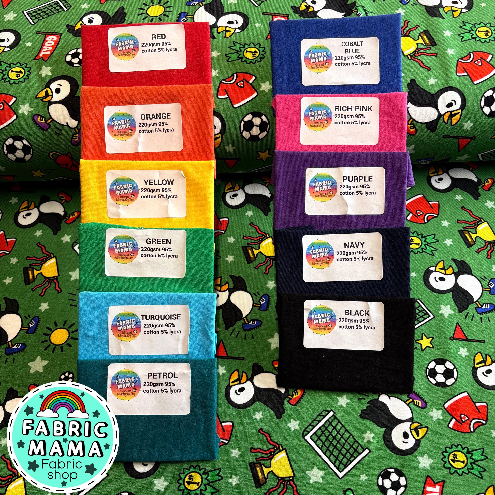 Pitch perfect puffins -Premium Cotton Lycra Jersey Fabric – Kids Stretch Fabric image 2
