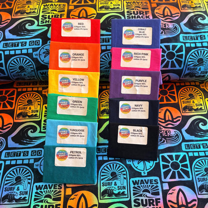 Sunset surf shack Premium Cotton Lycra Jersey Fabric – Kids Stretch Fabric UK image 2
