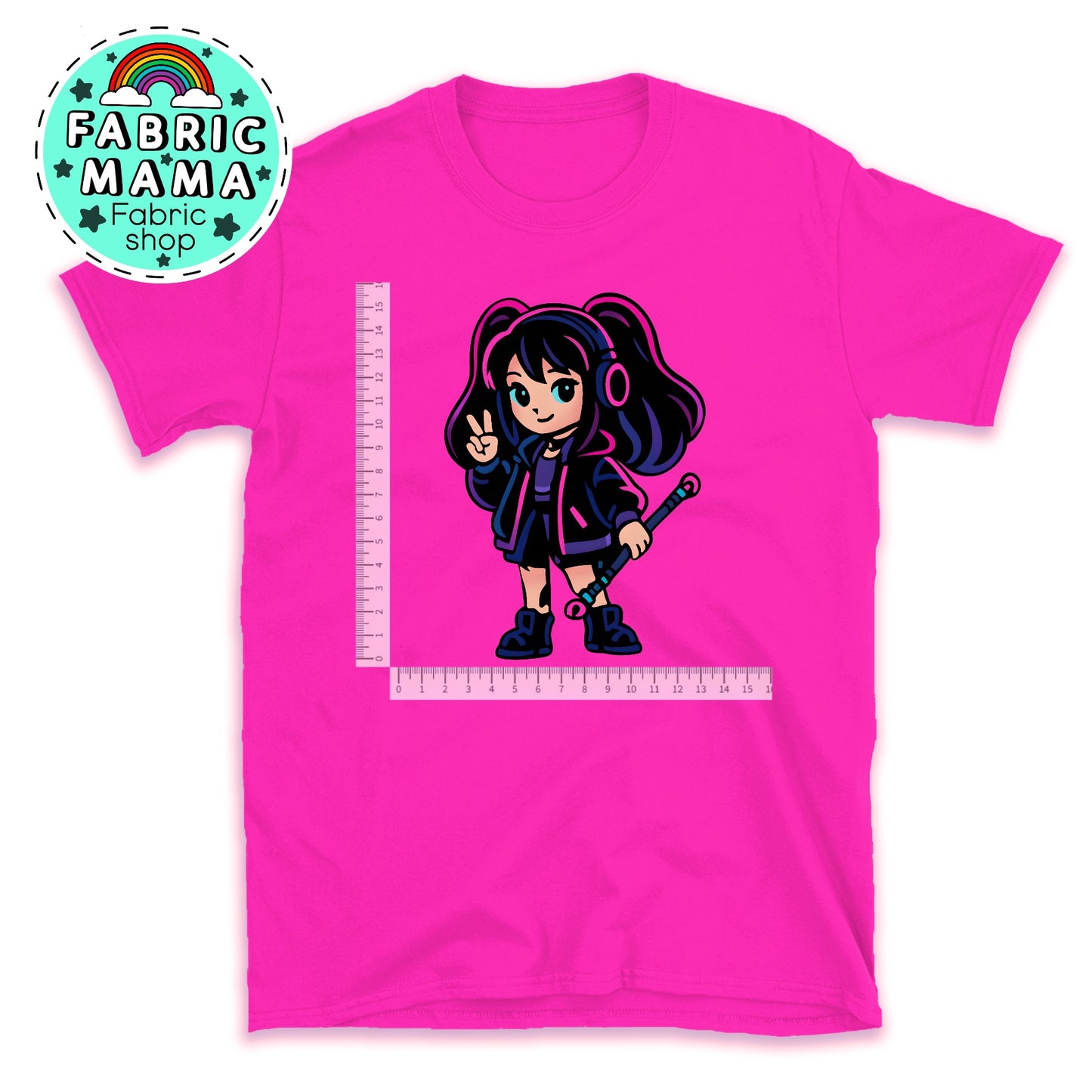 Neon city girl DTF iron on transfer image 0