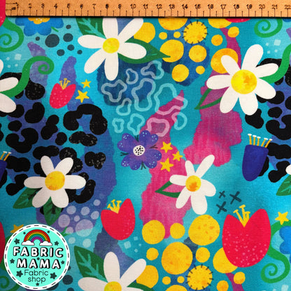Abstract floral - Premium cotton lycra jersey kids stretch fabric image 2