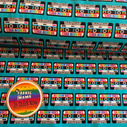 Rainbow tapes - Premium Cotton Lycra Jersey Fabric – Kids Stretch Fabric UK image 0