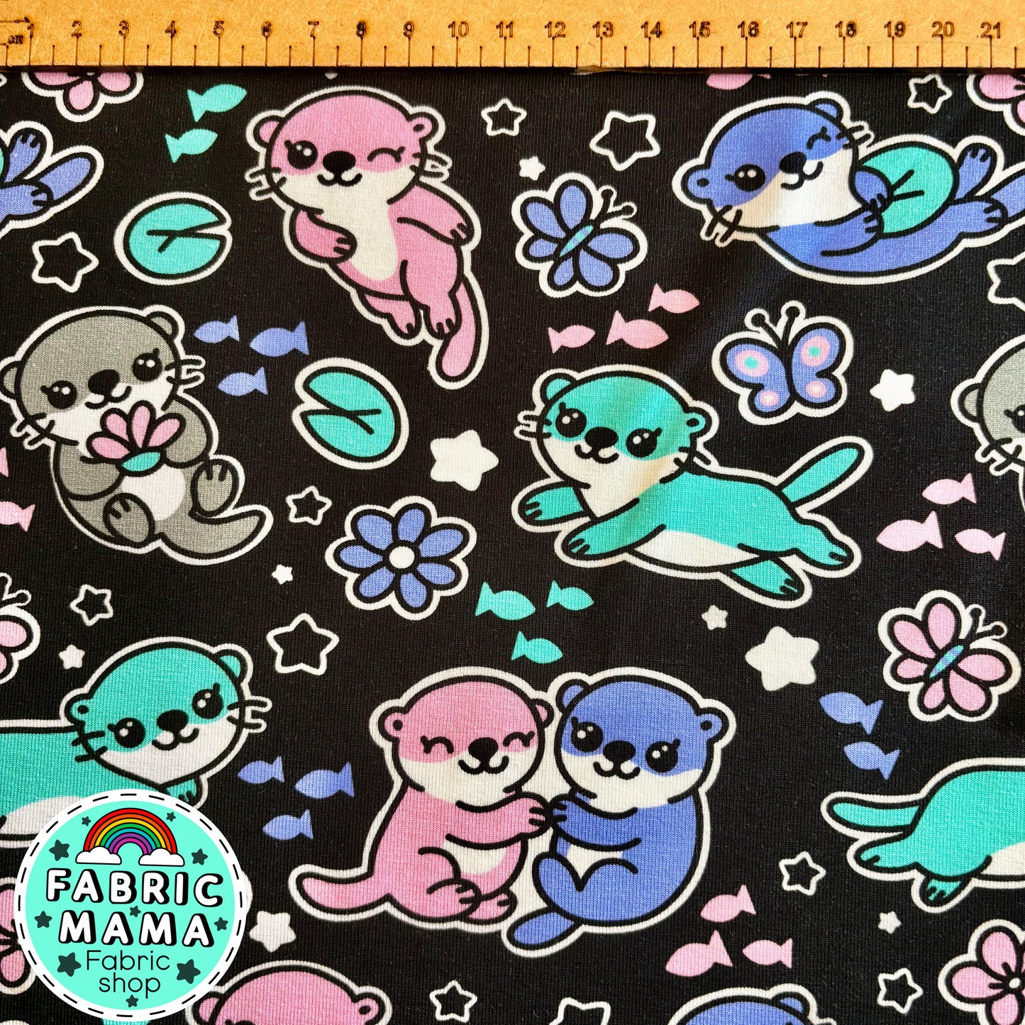Edgy otters - premium cotton lycra jersey kids stretch fabric image 1
