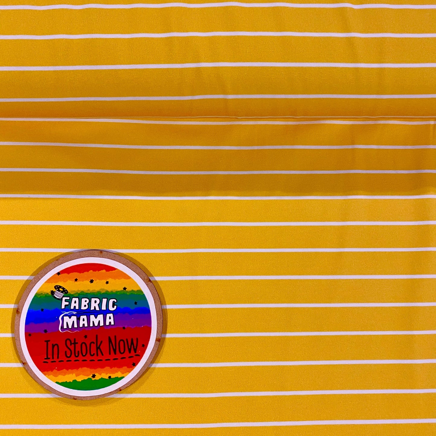 Breton stripes YELLOW -Premium Cotton Lycra Jersey Fabric – Kids Stretch Fabric image 0