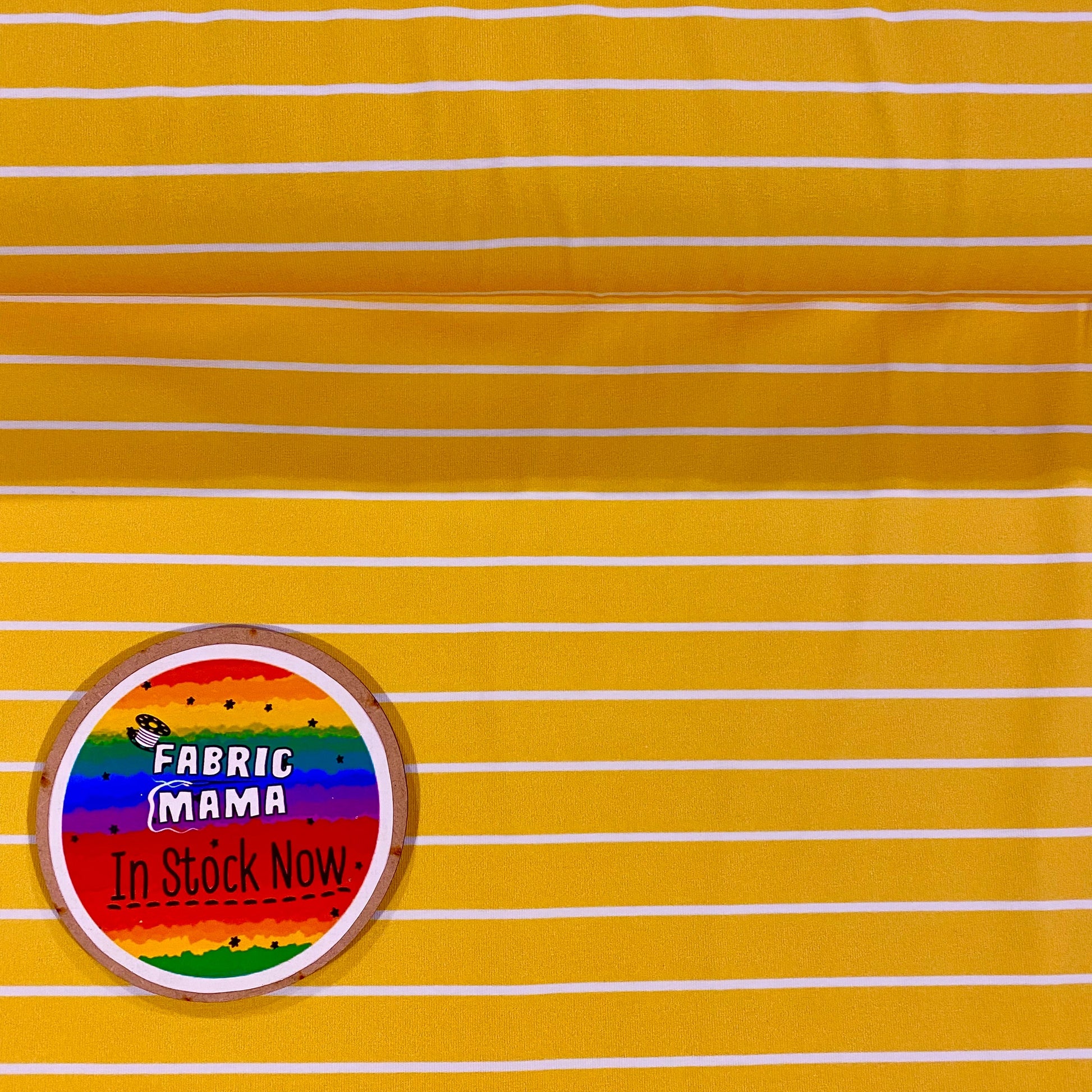Breton stripes YELLOW -Premium Cotton Lycra Jersey Fabric – Kids Stretch Fabric image 0