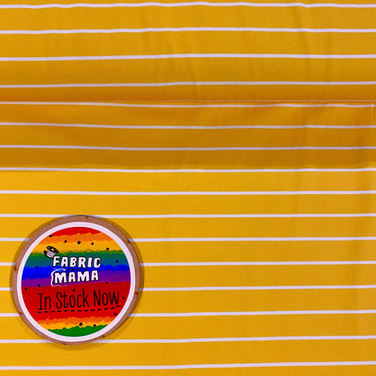 Breton stripes YELLOW -Premium Cotton Lycra Jersey Fabric – Kids Stretch Fabric image 0