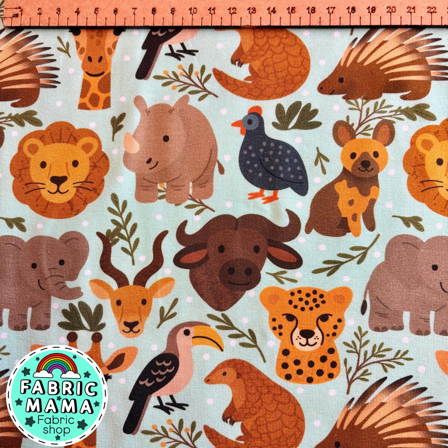 Bush safari - premium cotton lycra jersey kids stretch fabric image 1